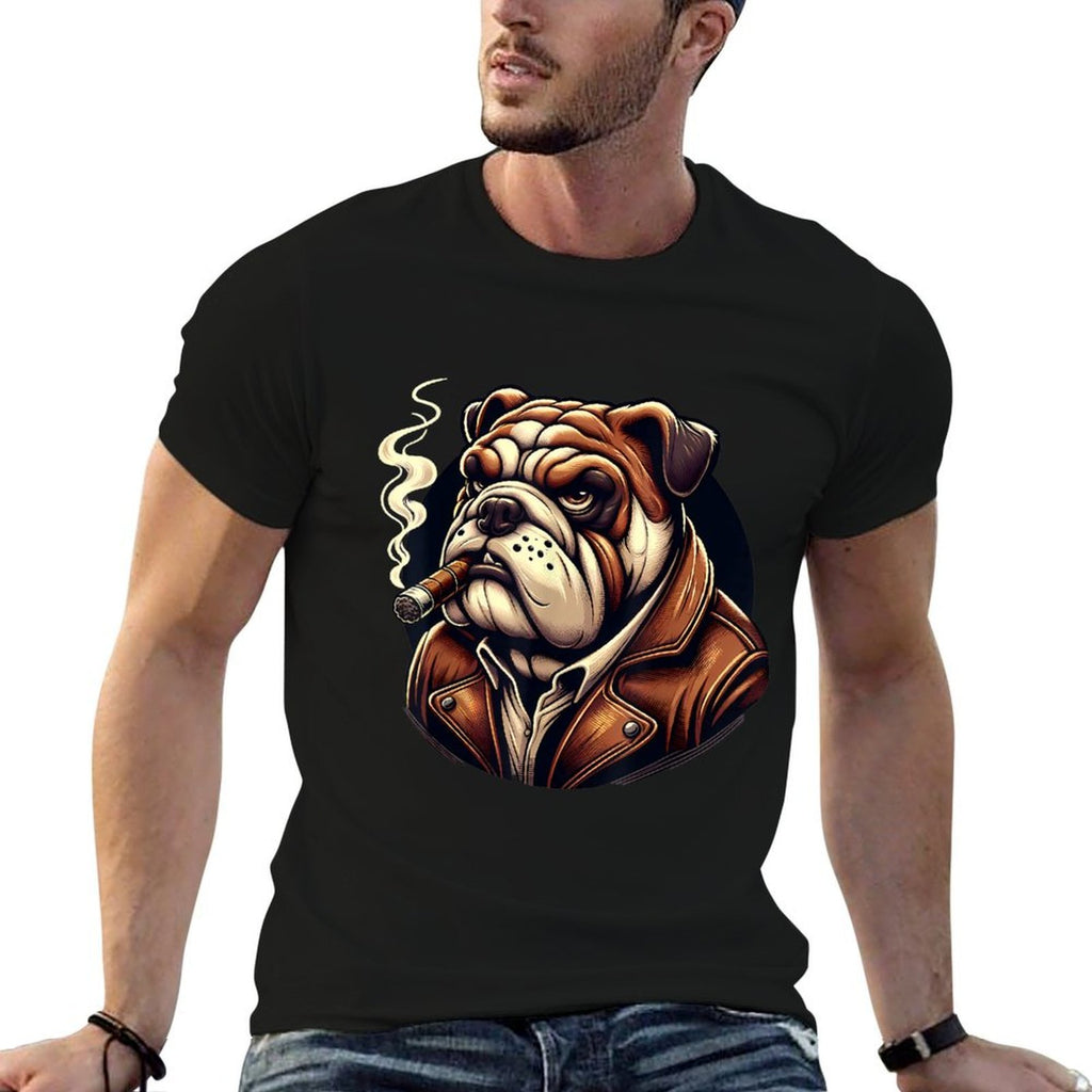 English Bulldog Smoking Cigar  Stretchy T-Shirt