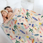 Surfing Girl Travel-friendly Throw Blanket