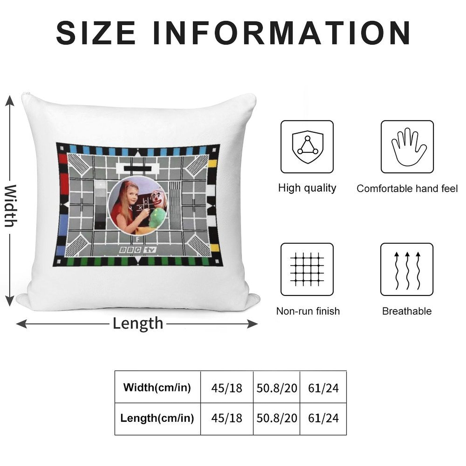 Classic 'BBC Test Card' Soft Ultra-Soft Texture Throw Pillow