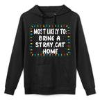 Most Likely To Bring A Stray Cat Home - Funny Xmas Lights Unisex Design Hoodie