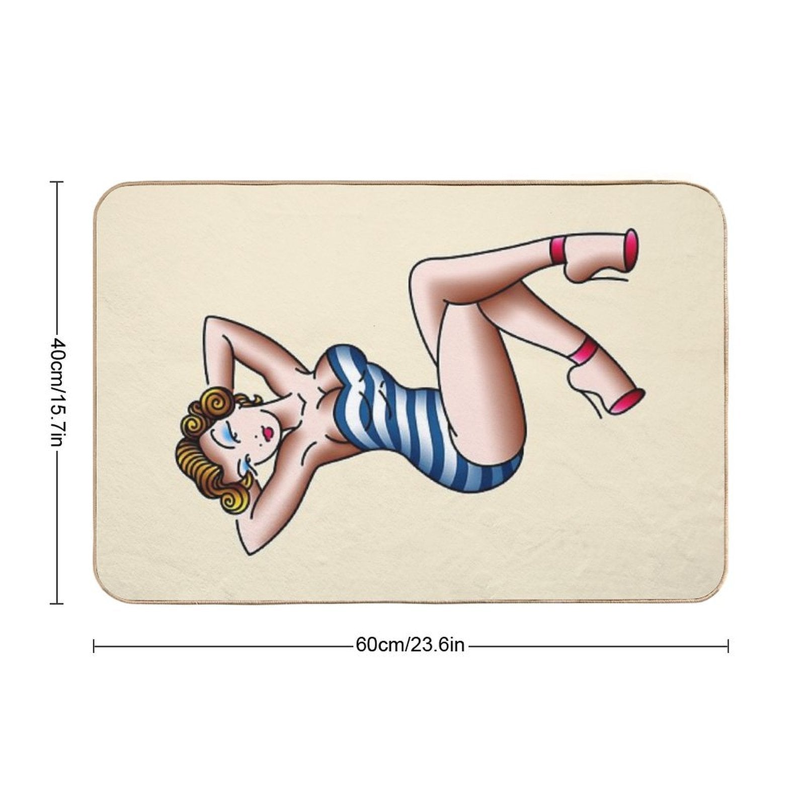 Salty-Dog American Traditional Pin-up Beach Girl Durable Bath Mat