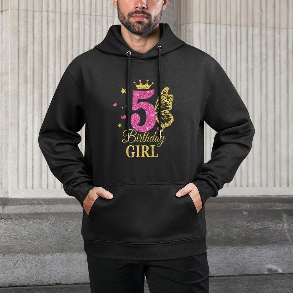 Kids Five Year Old Birthday Girl 5th 5 Year Old Princess Colorfast Hoodie