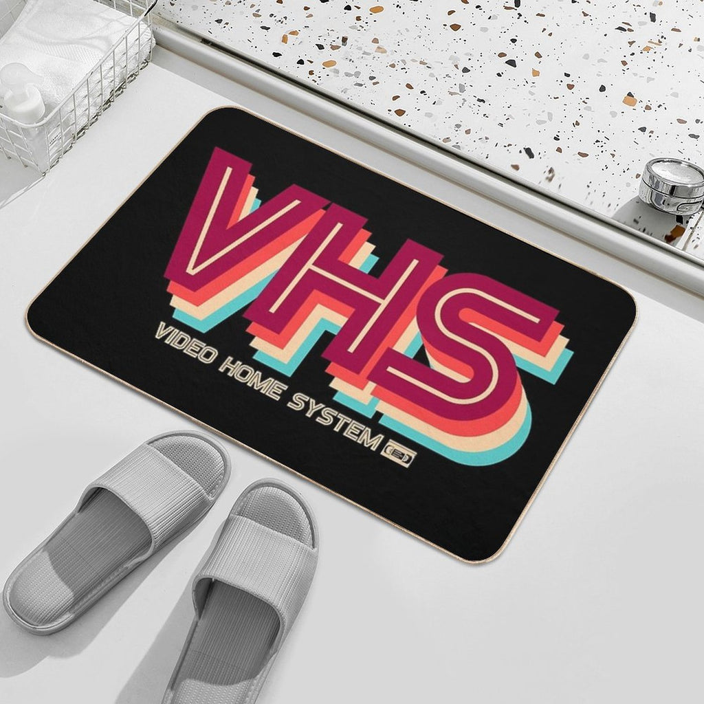VHS Video Home System - Retro 1980's Video  Fade-Resistant Bath Mat