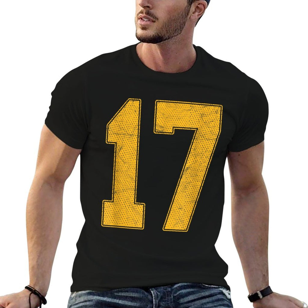 Number 17 Numbered Uniform Sports Team Jersey 17th Birthday  Ribbed Collar T-Shirt