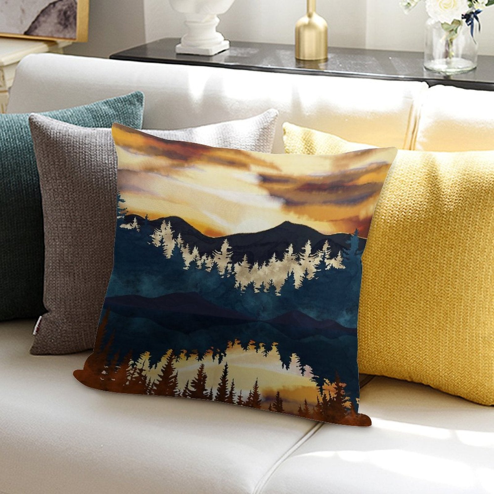 Fall Sunset Soft Easy Maintenance Throw Pillow