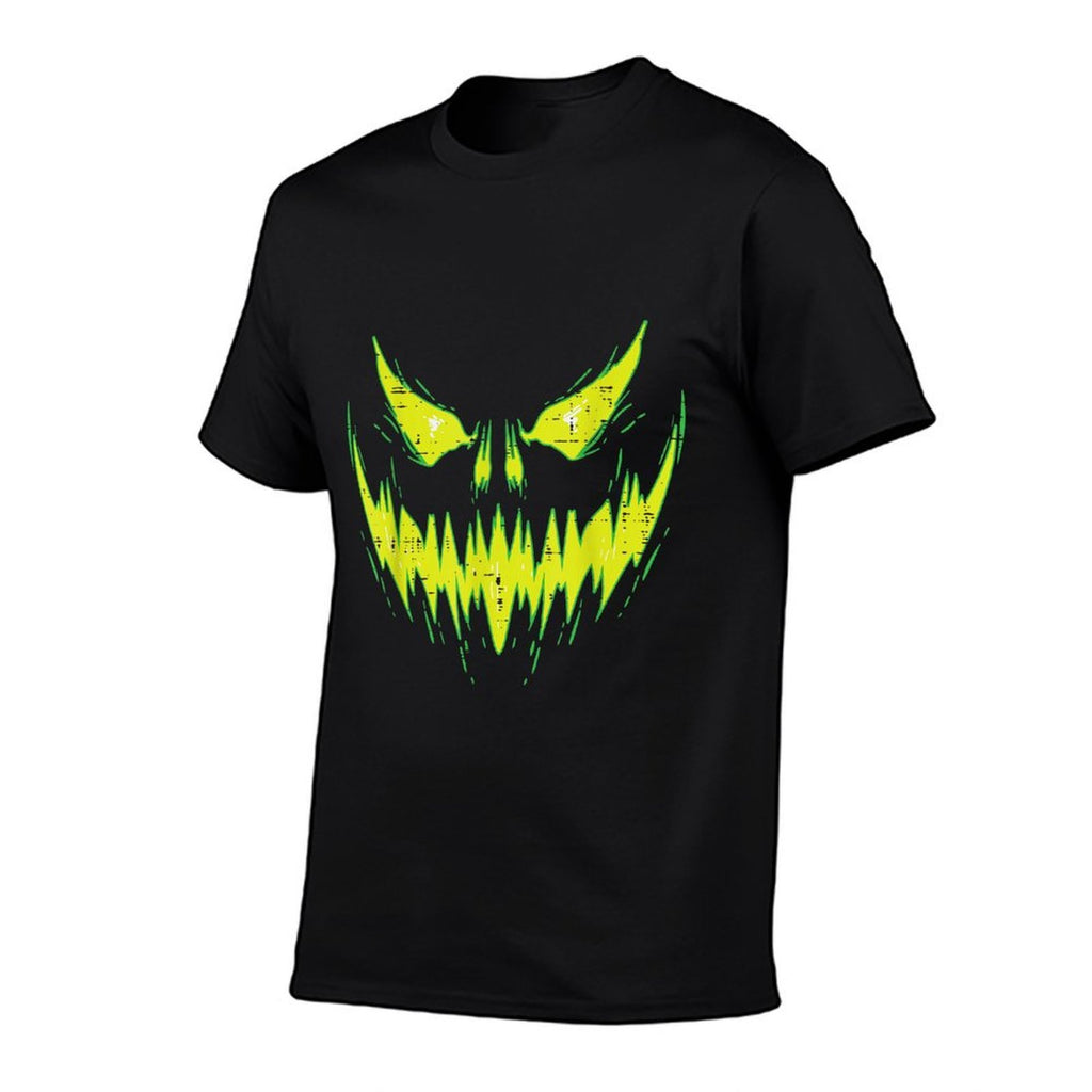 Scary Pumpkin Jack O Lantern Face Halloween Men Boys Kids  Rolled Sleeves T-Shirt