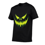 Scary Pumpkin Jack O Lantern Face Halloween Men Boys Kids  Rolled Sleeves T-Shirt
