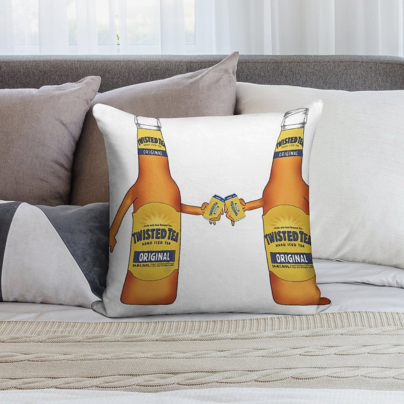 Twisted Tea Cheers Soft Shrink-Resistant Throw Pillow