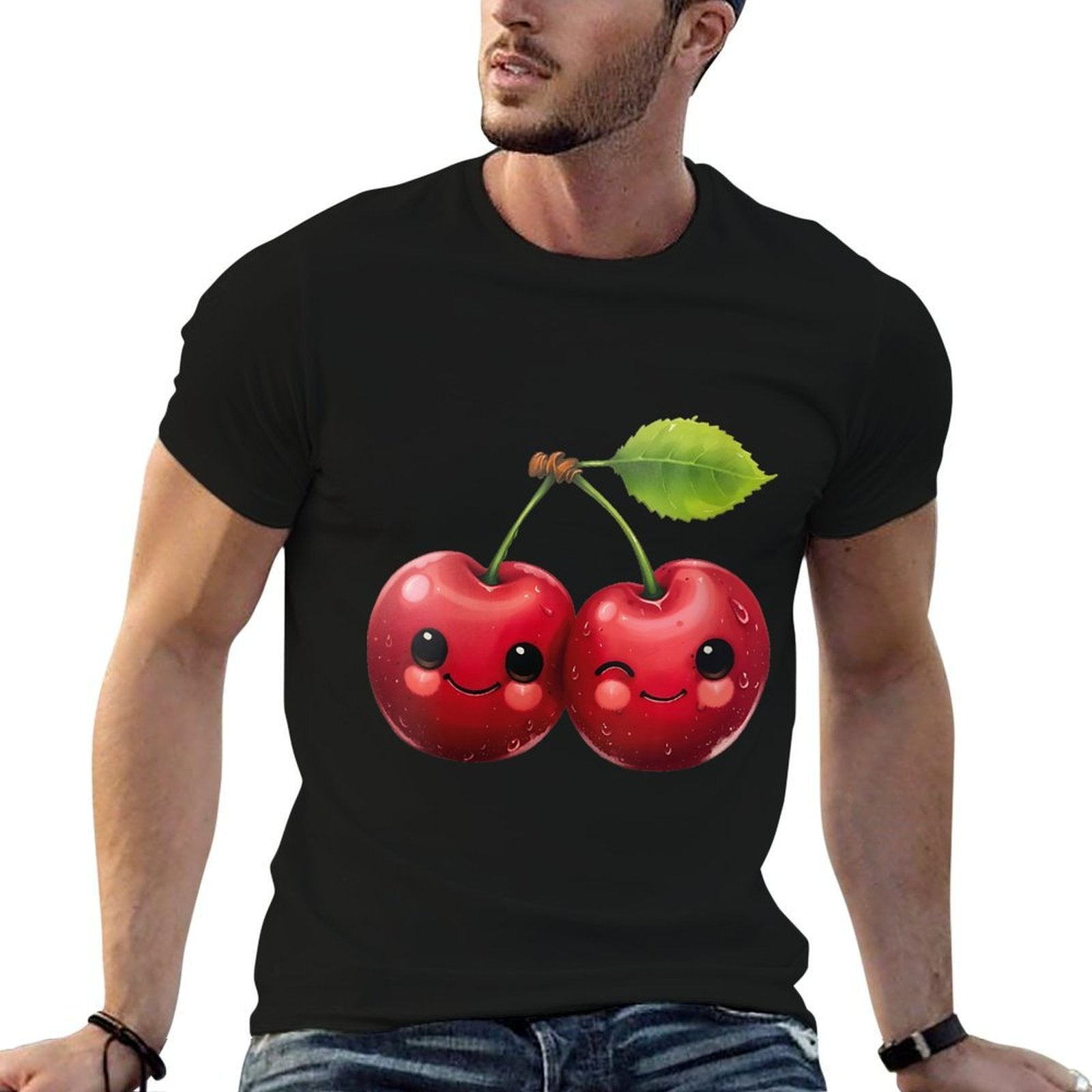 Womens Funny Cherries Cherry  Stretchy T-Shirt