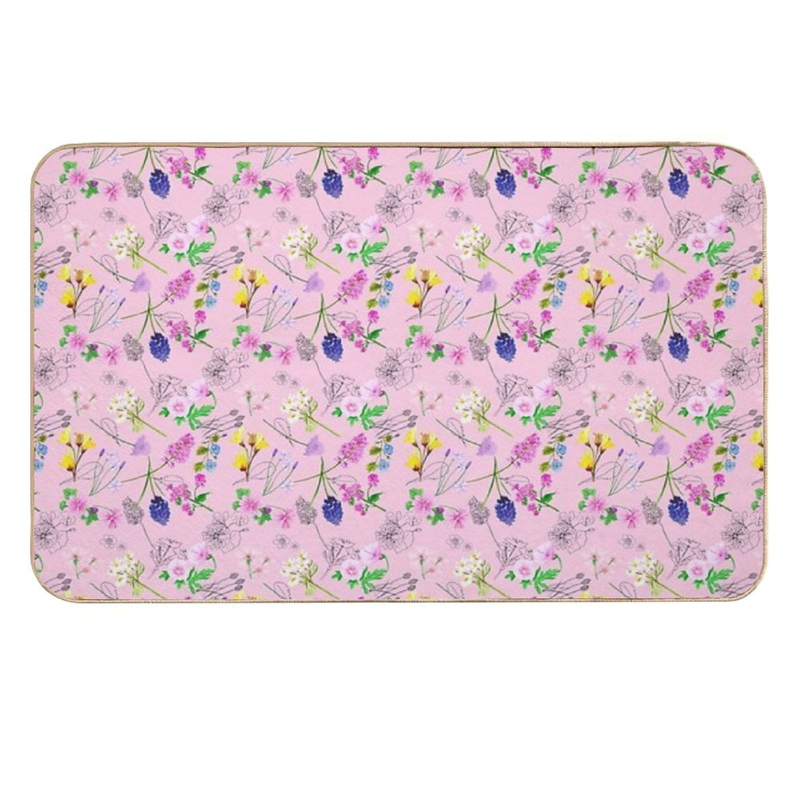 Wild Flower Pink  Stain-Proof Bath Mat
