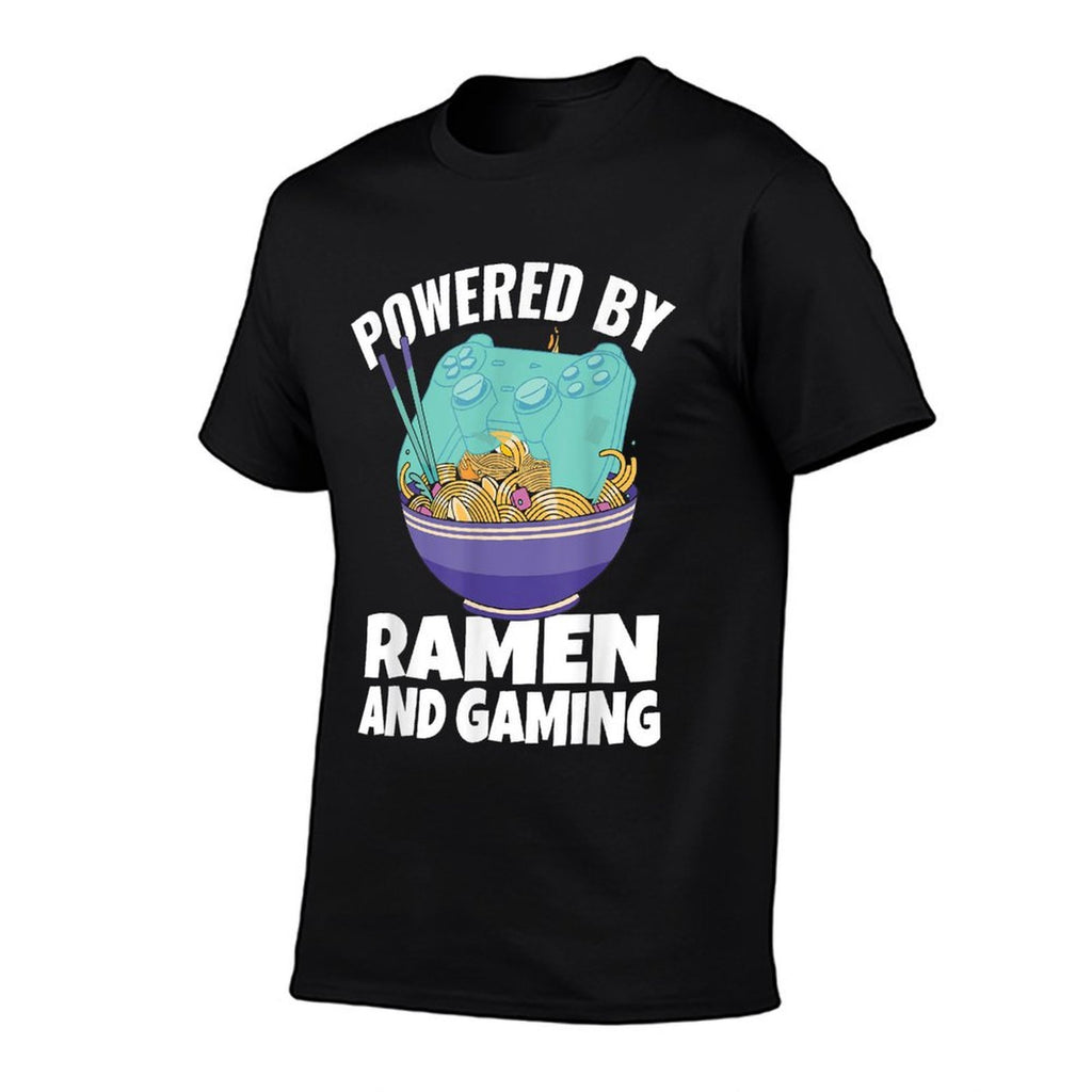 Powered By Ramen And Gaming Kids Gamer  Cotton T-Shirt