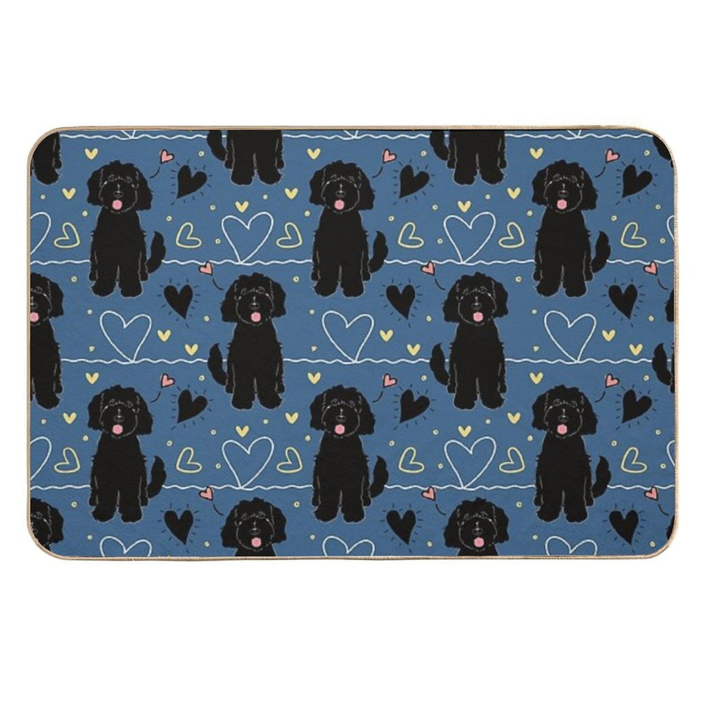 LOVE Black Goldendoodle Dog  Rapid-Drying Bath Mat