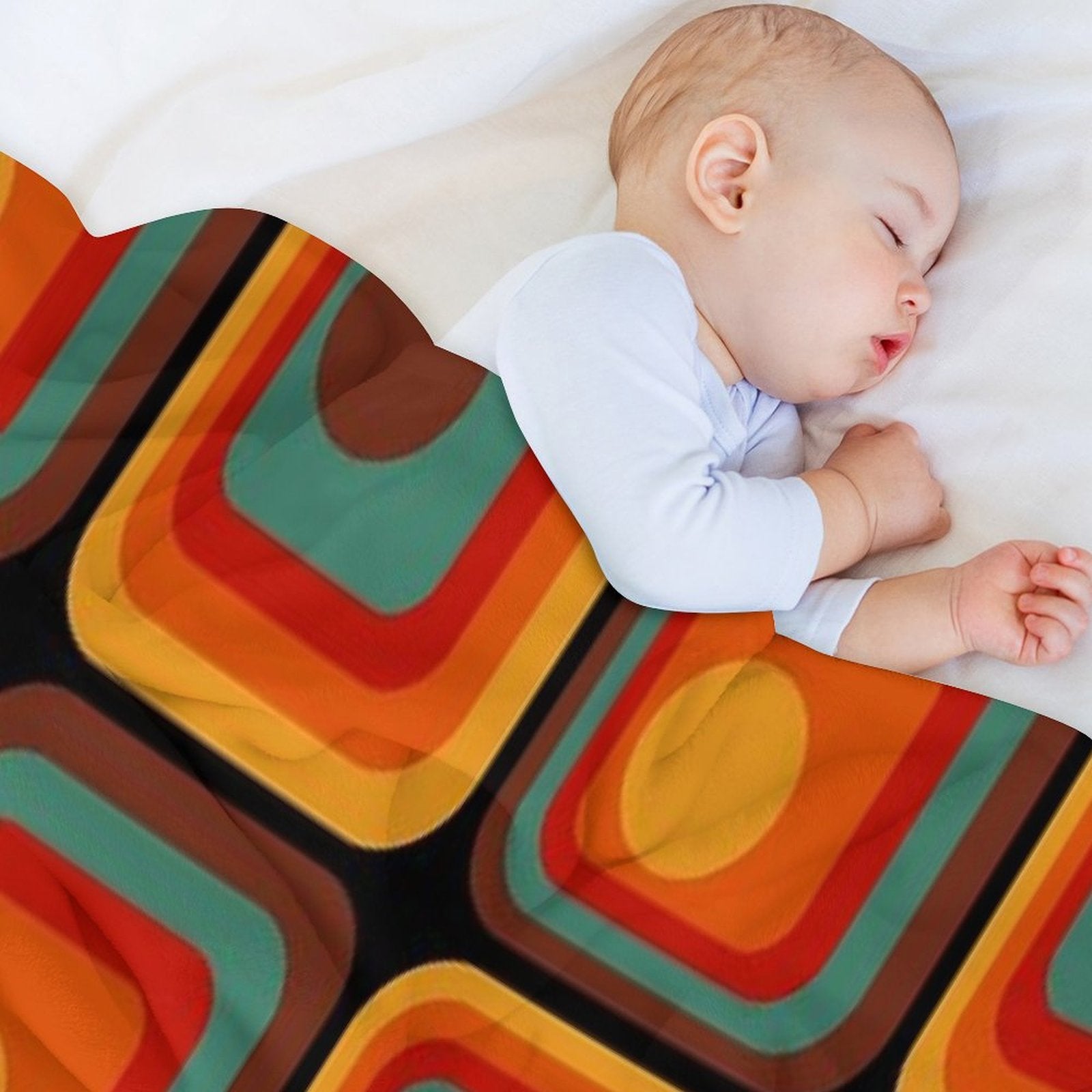 Retro Geometric Gradient Square And Circle Pattern 222 Anti-pilling Throw Blanket