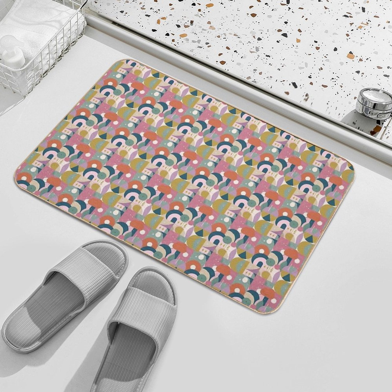 Cool Summer  True Summer Pattern, Skin-tone Matching, Personal Color Analysis, PCA, Mid Century Modern, Retro, Vintage  Odorless Bath Mat