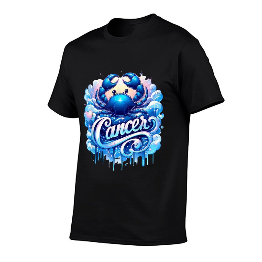 Cancer Zodiac Symbol Horoscope Astrology Birthday  Ribbed Collar T-Shirt