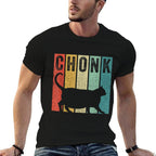 Chonk Distressed 70s 80s Retro Style Funny Fat Cat Meme Men Women Kids  Affordable Price T-Shirt