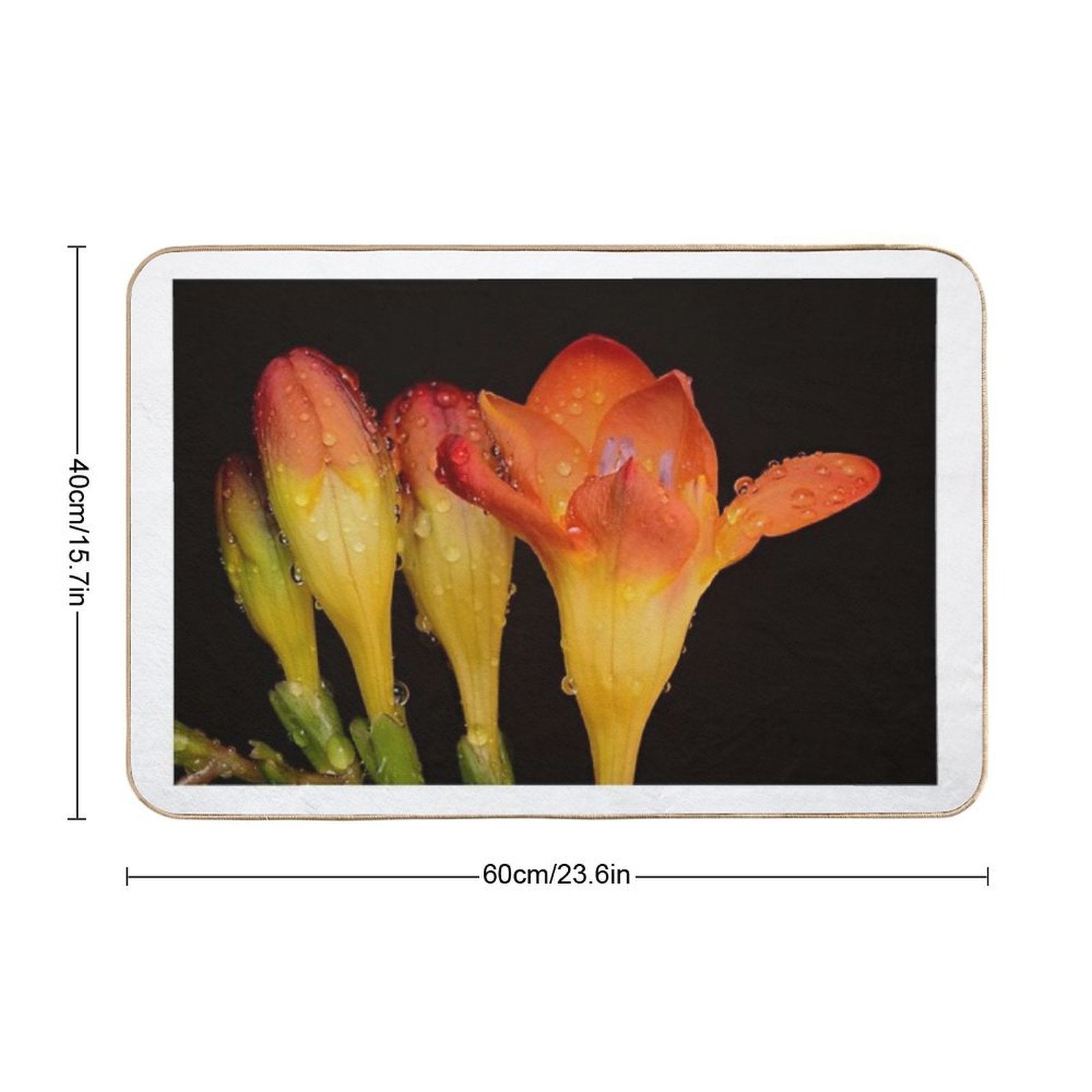 Vibrant Freesia Bloom with Dew Drops – Macro Floral Photography Fressia  Odorless Bath Mat