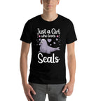 Cool Seal Art For Men Women Sea Animal Lover Ocean Zookeeper  Rolled Sleeves T-Shirt