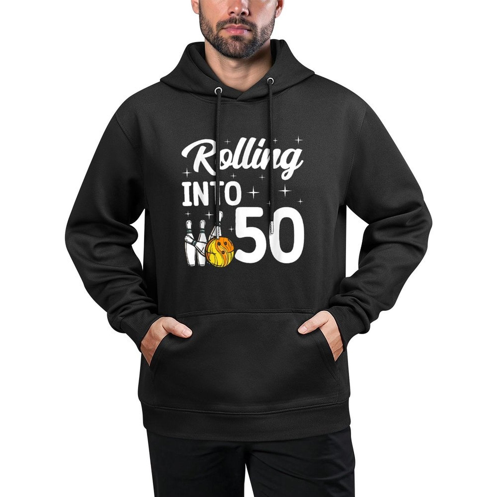 Rolling Into 50 Bowling 50th Birthday Colorfast Hoodie