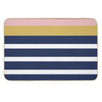 Mixed Stripe Pattern in Navy Blue, Blush Pink, Mustard Yellow, And White  Absorbent Bath Mat