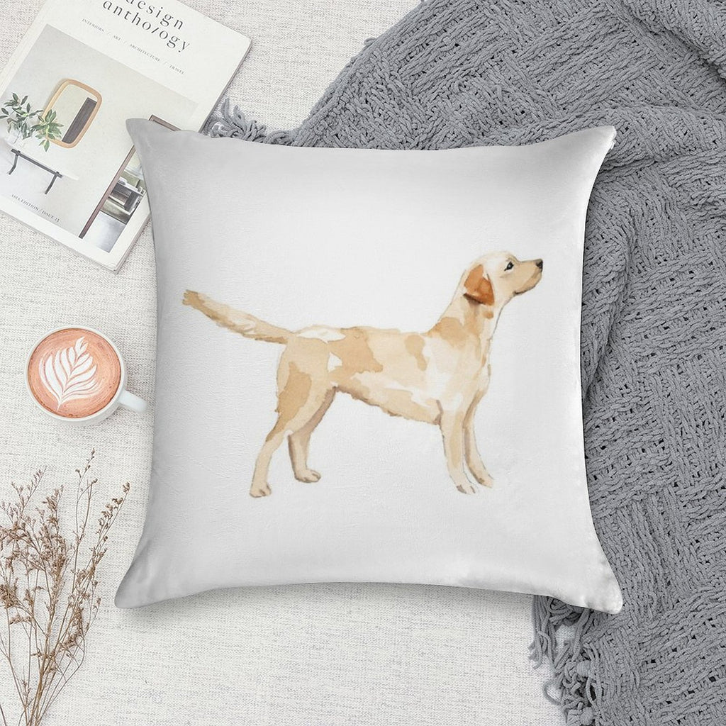 Yellow Lab Silhouette Watercolor Soft Anti-Pilling Throw Pillow