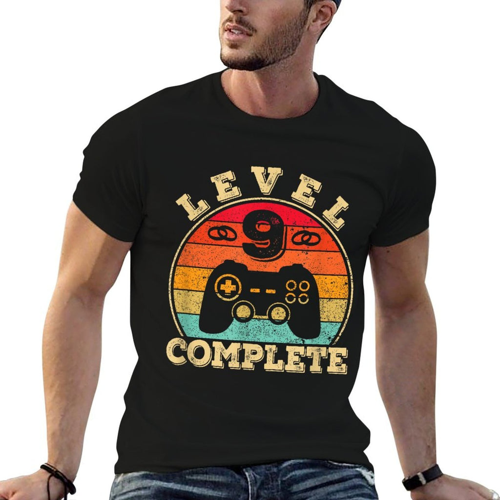 9th Wedding Anniversary - 9 Years Married - Level 9 Complete  Heathered Texture T-Shirt