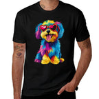 Rainbow Cute Dog Wearing Glasses Heart Puppy Love Dog Funny for Men Women Kids  Wrinkle-resistant T-Shirt