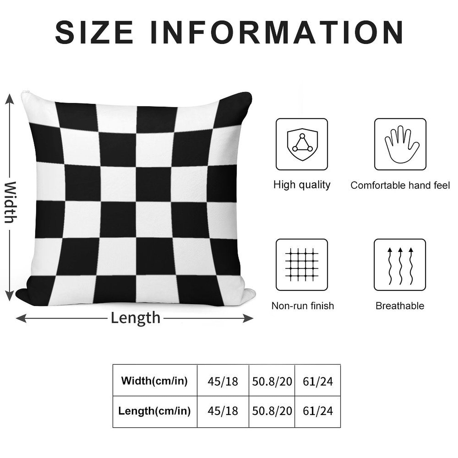 Chequered Flag Soft Reinforced Edging Throw Pillow
