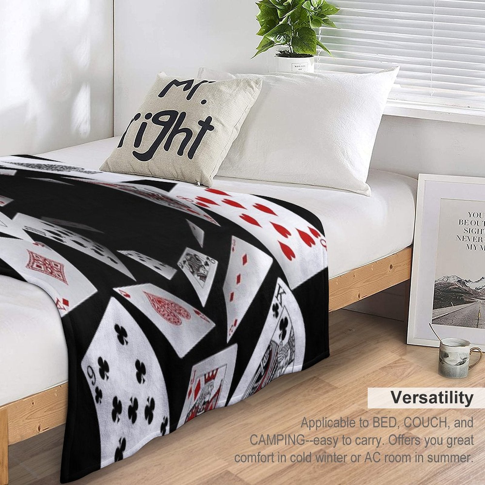 Falling Cards Wrinkle-free Throw Blanket