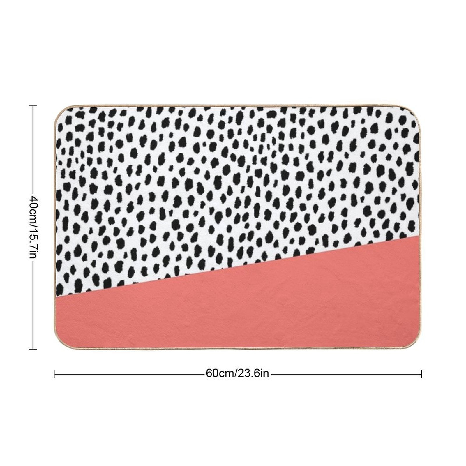 Dalmatian Spots with Coral Stripe (Pantone Living Coral)  Easy To Clean Bath Mat