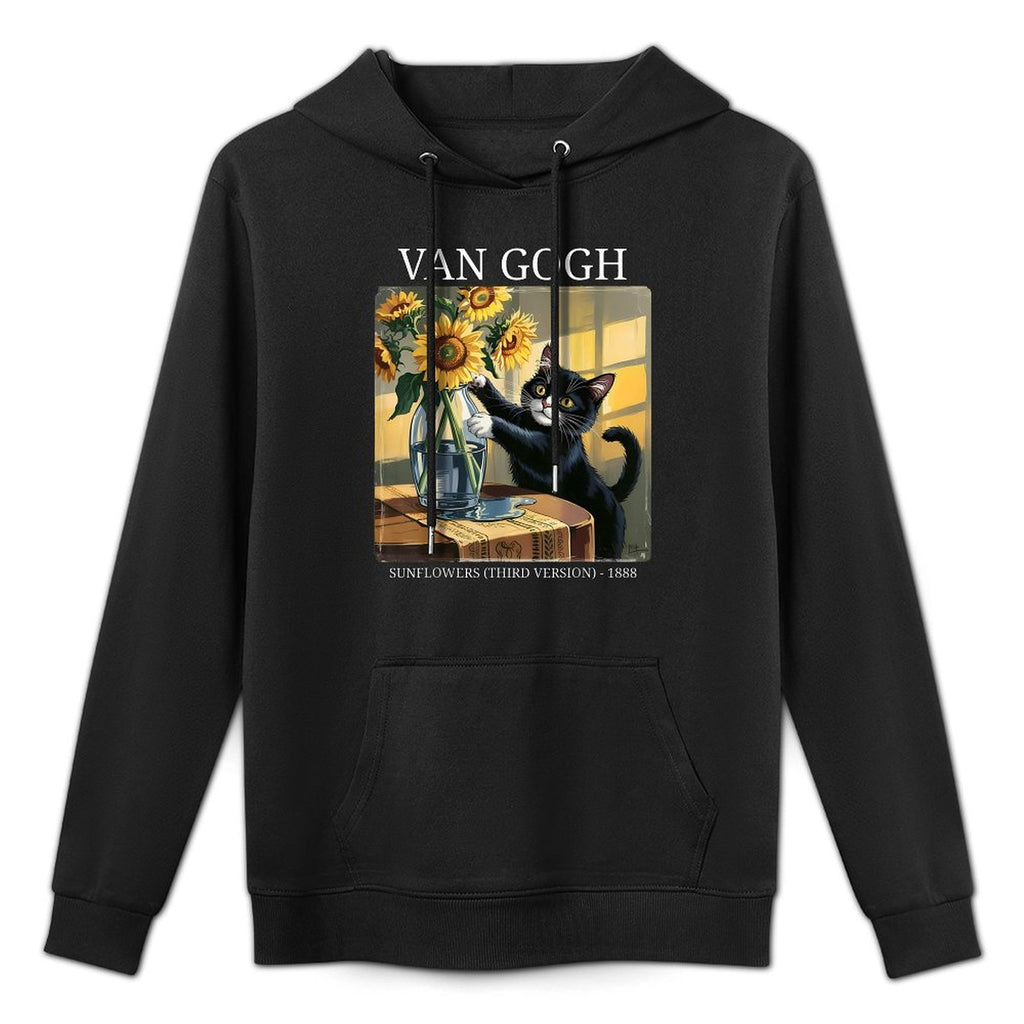 Van Gogh Sunflowers Cat Art Funny Meme Vintage Graphic Unisex Design Hoodie
