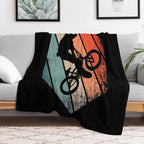 Cool Retro BMX Rider Doing Freestyle Gift-ready Throw Blanket