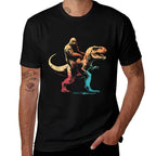 Bigfoot Riding A T-Rex - Funny Graphic Dino Sasquatch Lover  Oversized Silhouette T-Shirt