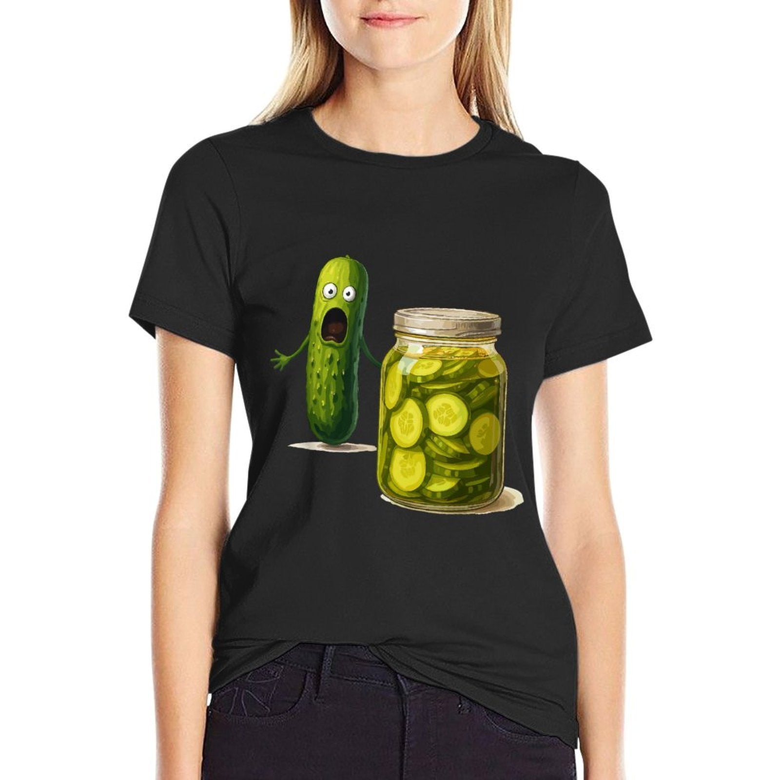 Funny Screaming Pickle Cucumber Jar Joke  Relaxed-fit T-Shirt