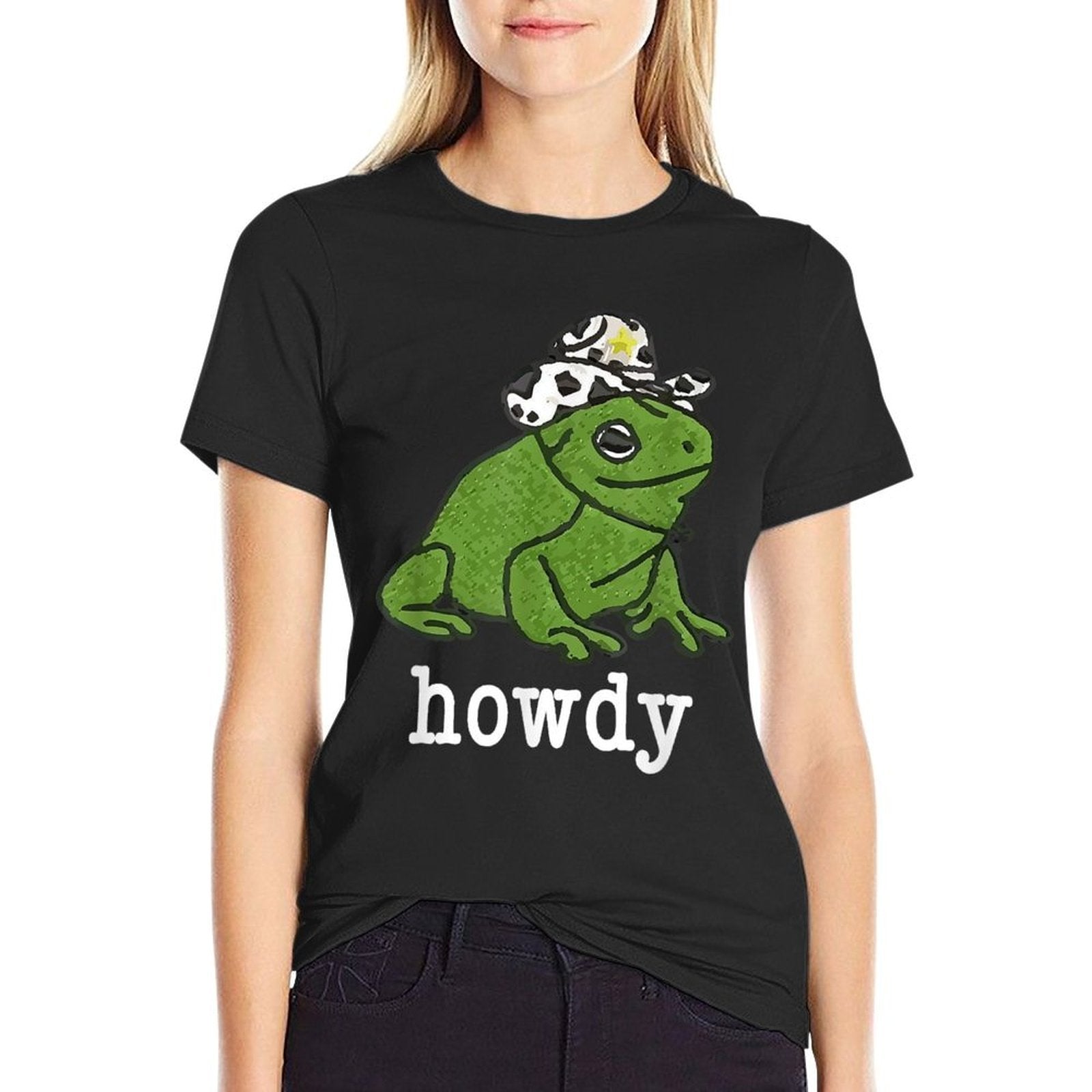 Howdy Frog, Frog Meme, Meme Frog Funny, Parody Humor  Wrinkle-resistant T-Shirt