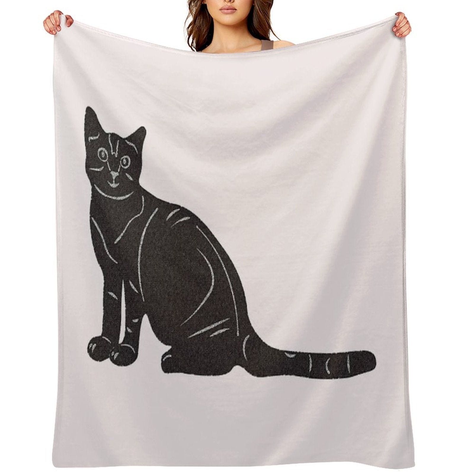 Grey Tabby Cat Gifts For Textile Craft Lovers Durable Throw Blanket