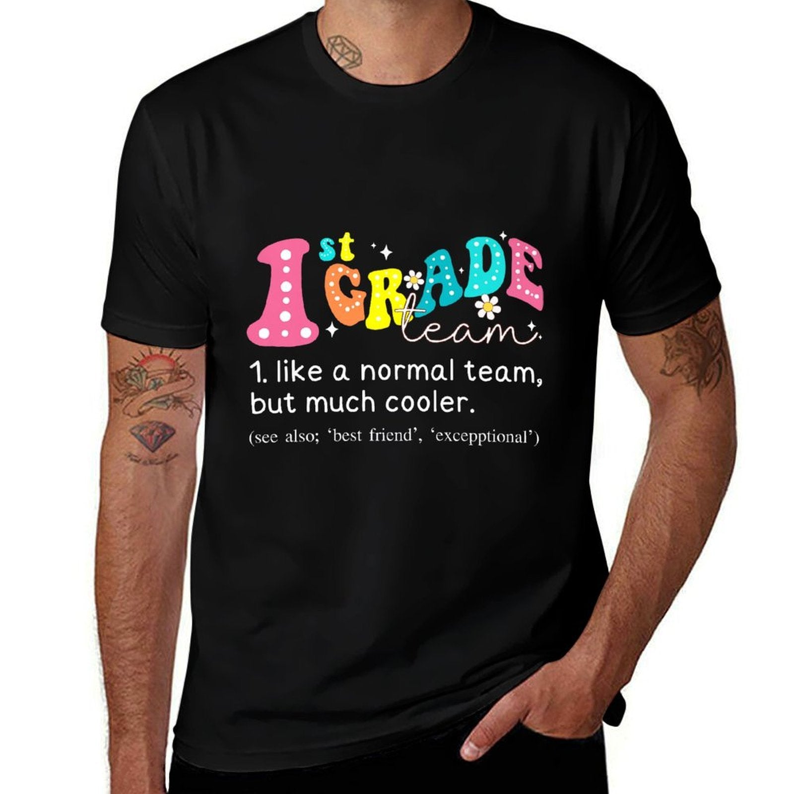1st Grade Team Definition Groovy Teacher Back To School Premium  Stretchy T-Shirt