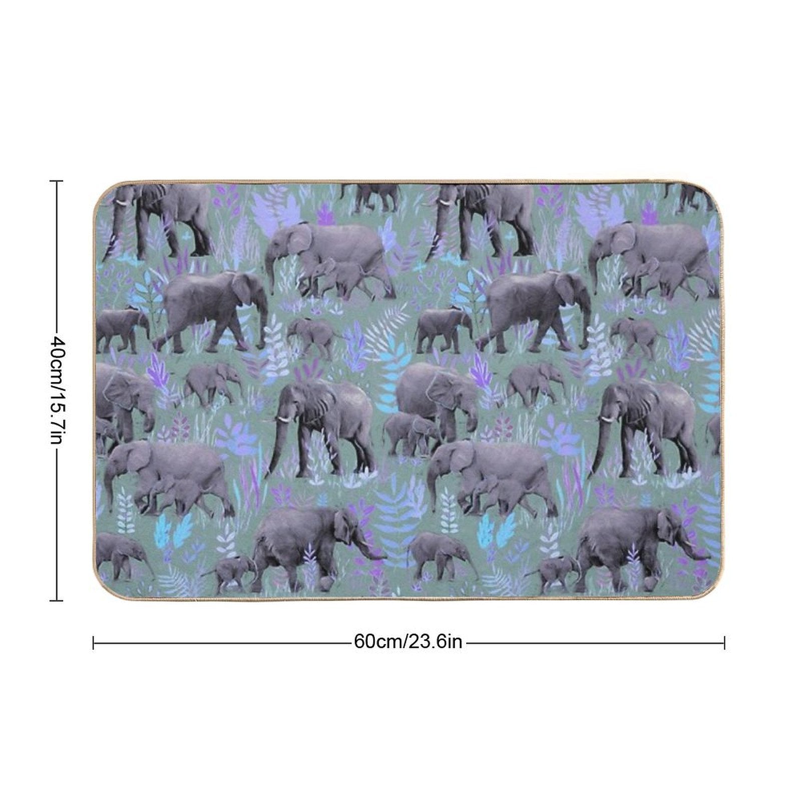 Sweet Elephants in Purple And Grey  Easy To Clean Bath Mat