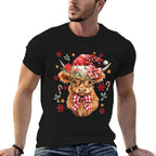 Western Highland Cow Lover Coquette Bow Merry Christmas  Tagless Design T-Shirt