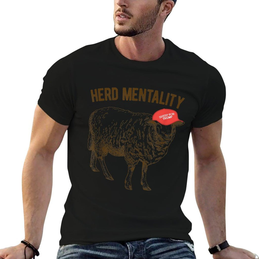 Herd Mentality Sheep for Trump Quote Saying Red Cap Meme  Heathered Texture T-Shirt