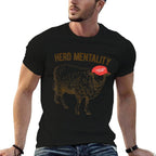 Herd Mentality Sheep for Trump Quote Saying Red Cap Meme  Heathered Texture T-Shirt