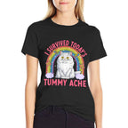 Funny Cat Meme Tummy Ache Joke Humor Cats Men Women Kids  Quick-drying T-Shirt