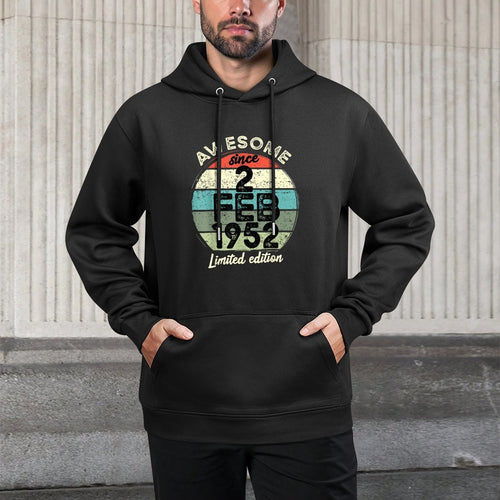 70 Year Old Birthday 2 February 1952 70th Birthday Kangaroo Pocket Hoodie