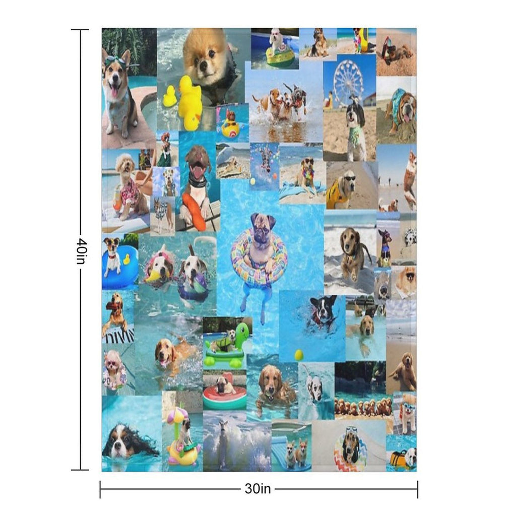 Summer Fun Dog Collage Gift-ready Throw Blanket