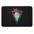 Palm Tree Retro 80s Sunset Beach  Easy Maintenance Bath Mat