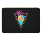 Palm Tree Retro 80s Sunset Beach  Easy Maintenance Bath Mat