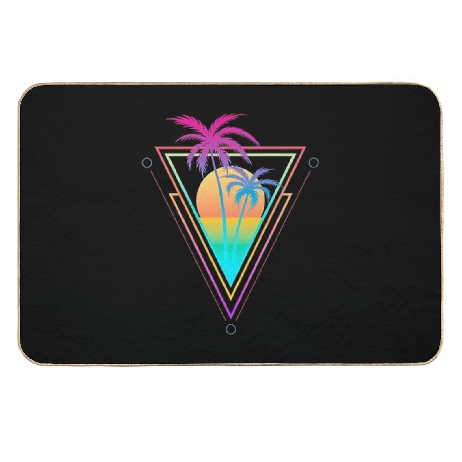 Palm Tree Retro 80s Sunset Beach  Easy Maintenance Bath Mat