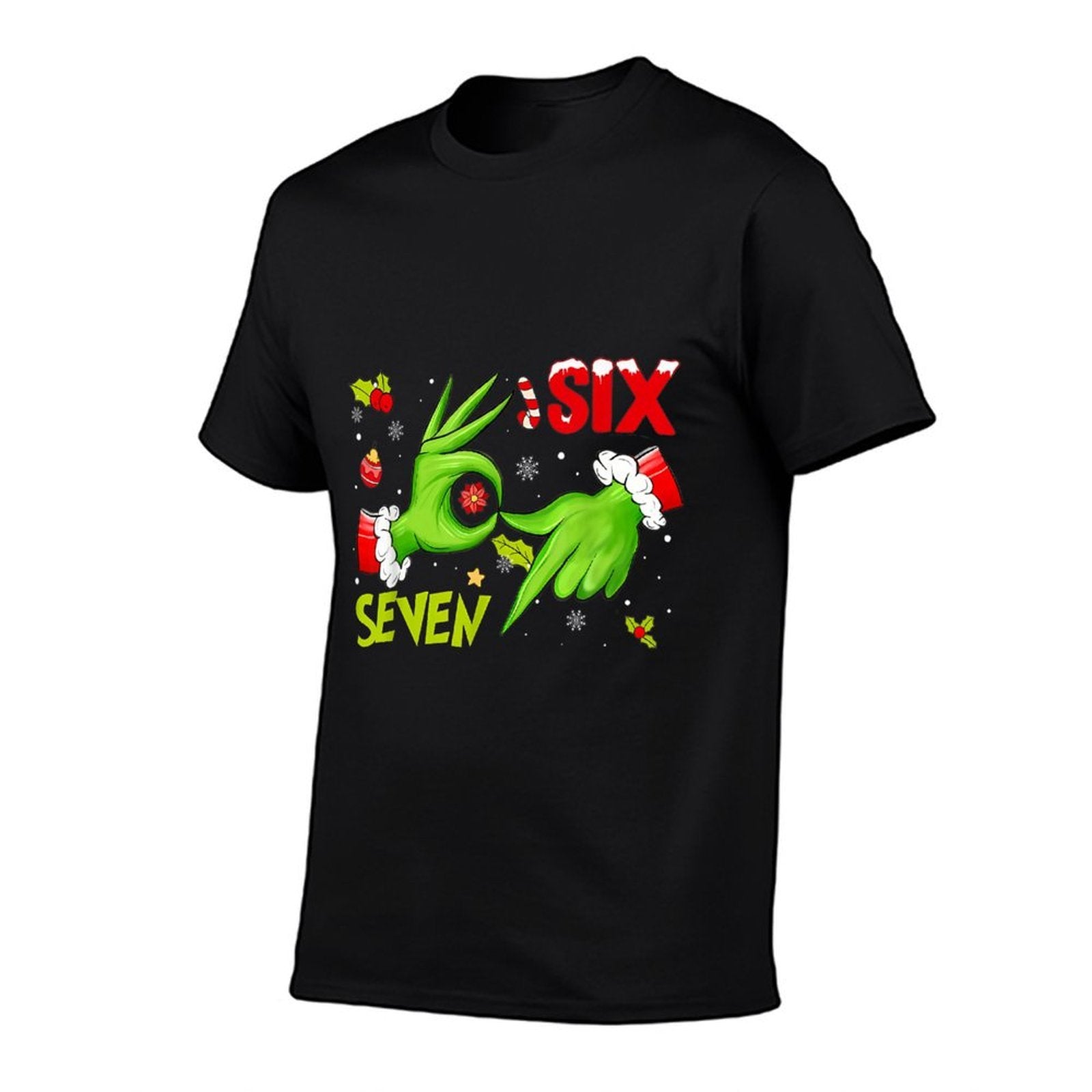 6 7 Six Seven Hand Gen Z Alpha Meme Slang Xmas Christmas Comfortable T-Shirt