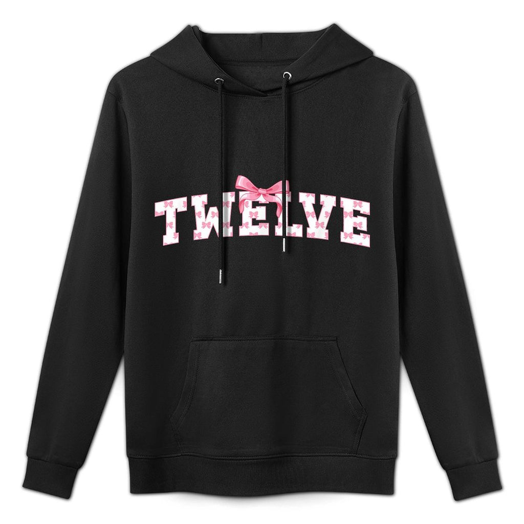 12th Coquette Themed Birthday Twelve Year Old Coquette Bow Breathable Fabric Hoodie