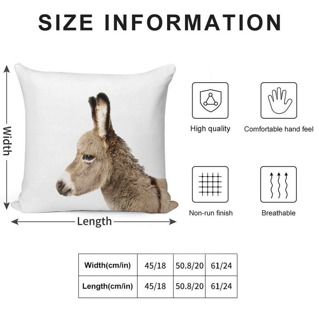 Donkey Print, Nursery, Animal, Kids Room, Modern Art, Wall Decor Soft Ultra-Soft Texture Throw Pillow